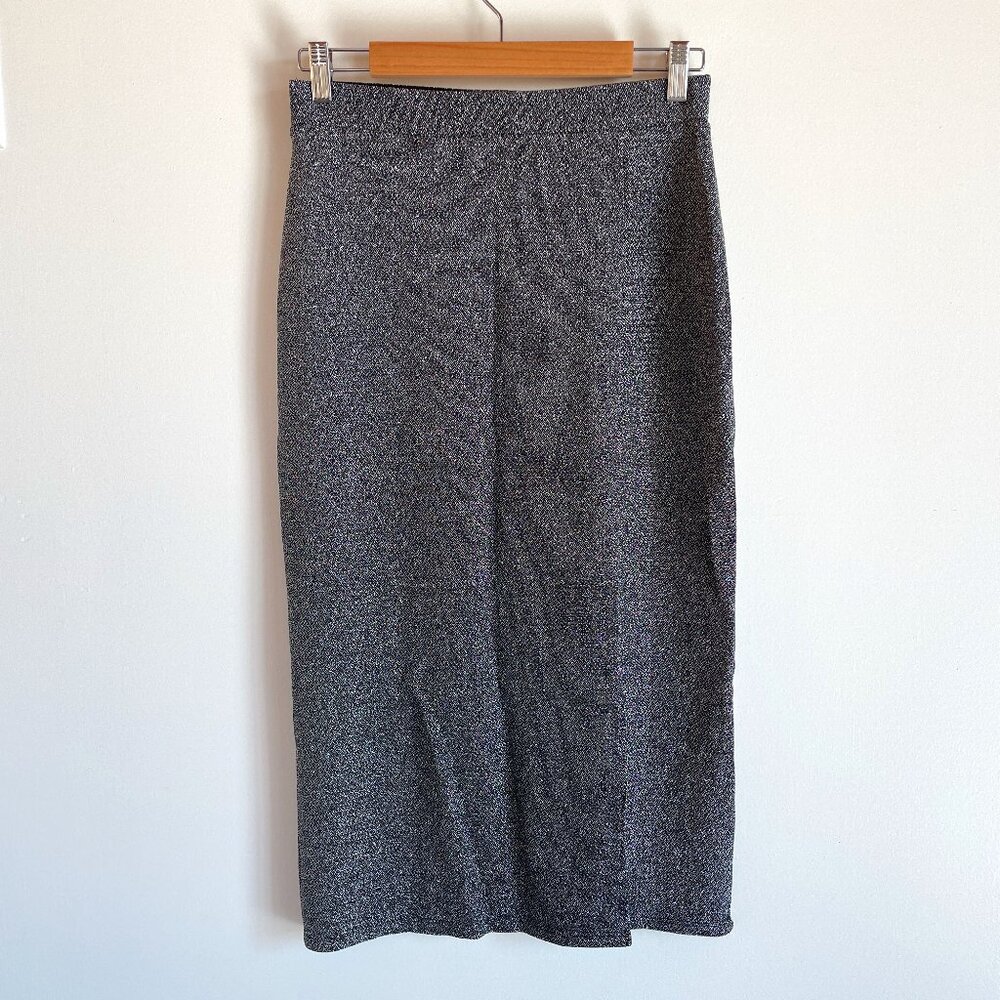 Silver Metallic Midi Skirt